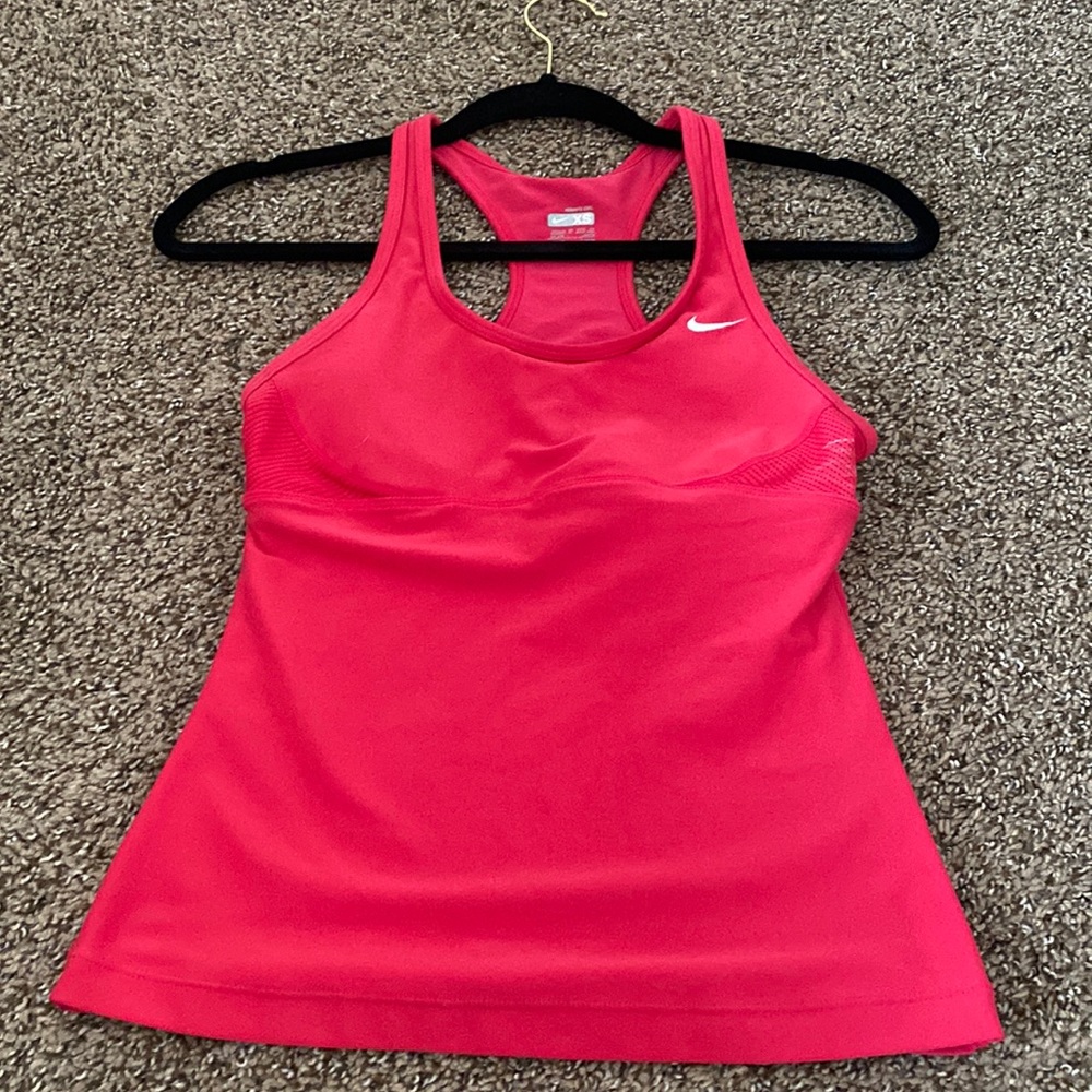 Pink Nike workout top with built in bra